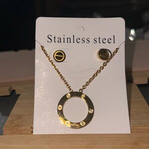 Gold Stainless Steel Necklace and Earring Set WILL NOT TARNISH